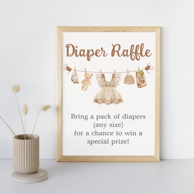 Brewing Coffee Baby Shower Diaper Raffle Sign (Coffee Little Bean Clothesline Baby Shower Diaper Raffle Sign)