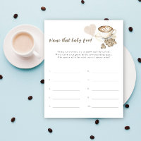 Brewing coffee baby shower  Name that baby food