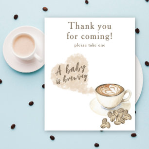 Brewing coffee baby shower Thank you for coming Poster
