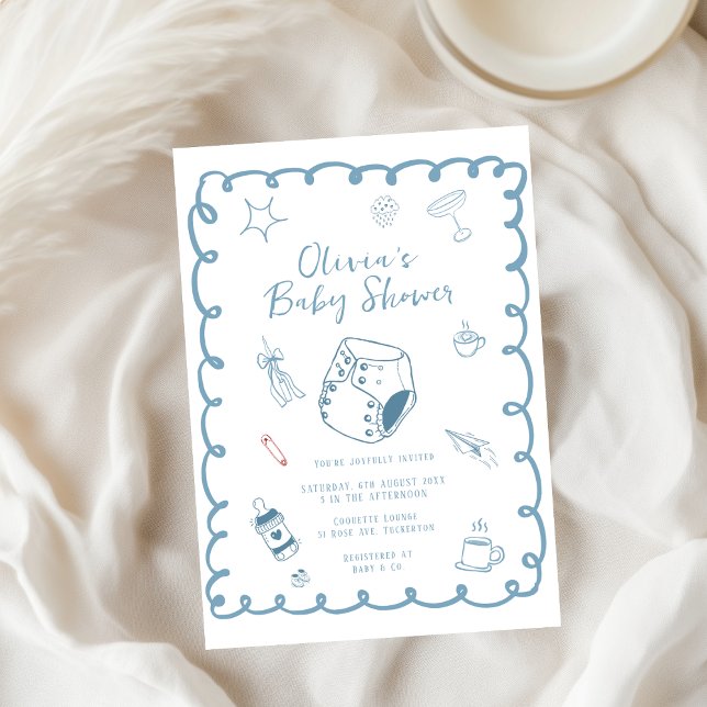brewing coffee hand drawn doodles baby shower invitation (Creator Uploaded)