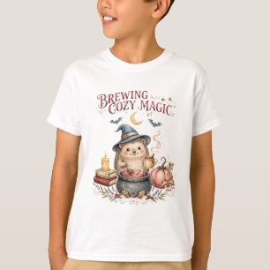 Brewing Cozy Magic Vintage Watercolor Hedgehog T-Shirt