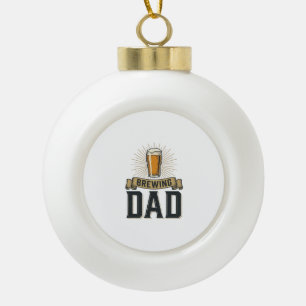 Brewing Dad Beer Vintage Engraving Shirt Design_1 Ceramic Ball Christmas Ornament