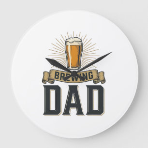 Brewing Dad Beer Vintage Engraving Shirt Design_1 Large Clock