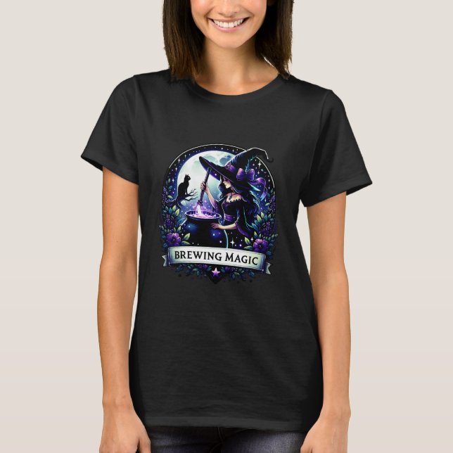 "Brewing Magic" Halloween Witch Shirt (Front)