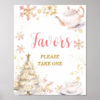 Brewing Pink Winter Tea Party Baby Shower Favors