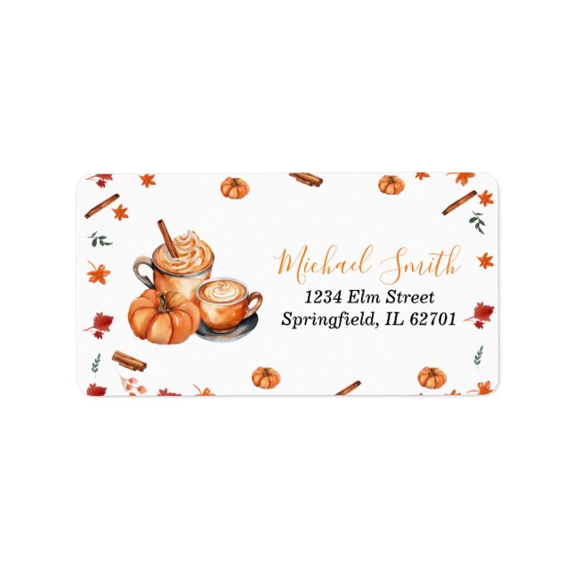 Brewing Pumpkin Spice Coffee Baby Shower Address Label (Front)