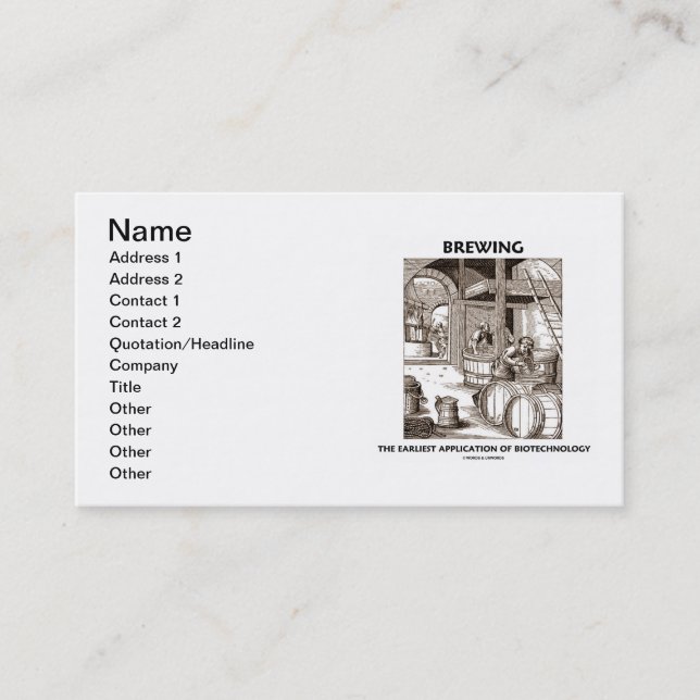 Brewing The Earliest Application Of Biotechnology Business Card (Front)