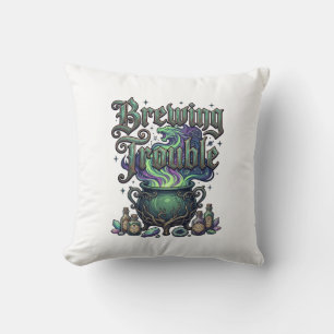 Brewing Trouble Cauldron Dragon Alchemy Crystals H Cushion