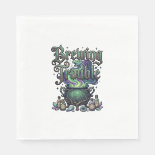 Brewing Trouble Cauldron Dragon Alchemy Crystals H Napkin