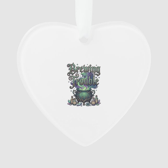 Brewing Trouble Cauldron Dragon Alchemy Crystals H Ornament (Front)