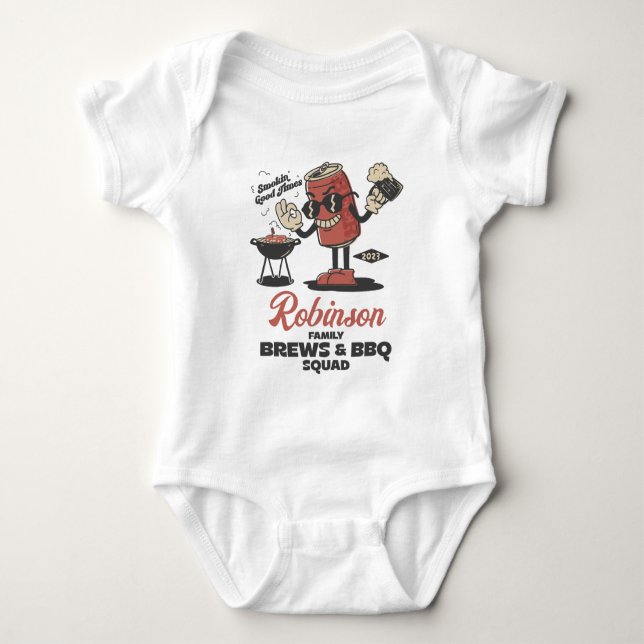 Brews And BBQ Squad Funny Barbeque Family Custom  Baby Bodysuit (Front)