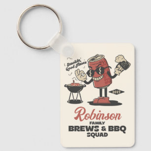 Brews And BBQ Squad Funny Barbeque Family Custom  Key Ring