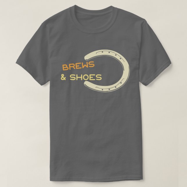 Brews and Shoes Horseshoe Ringer Pitching BBQ T-Shirt (Design Front)