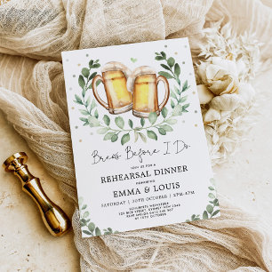Brews Before I Do Beer Greenery Rehearsal Dinner  Invitation
