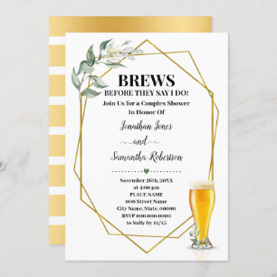 Brews before I do Greenery Gold Couples Shower Invitation