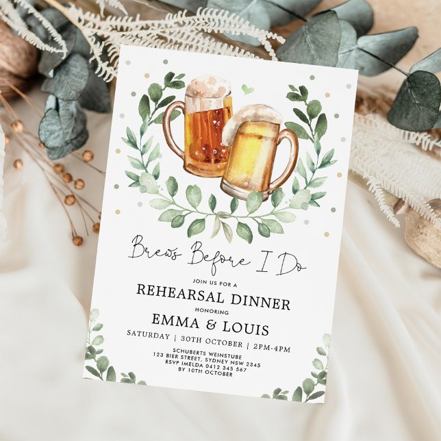 Brews Before I Do Rehearsal Dinner Couples Shower Invitation (Creator Uploaded)