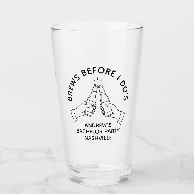 Brews Before I Do's Bachelor Party Beer Pint Glass (Front)