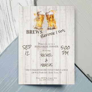 Brews Before I Do's Beers Rehearsal Dinner Invitation