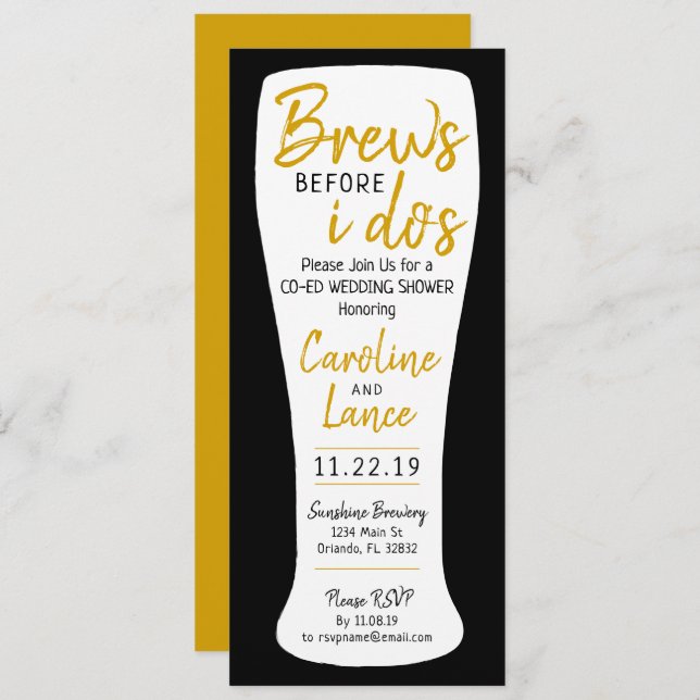 Brews Before I Do's Co-Ed Wedding Shower Invitation (Front/Back)