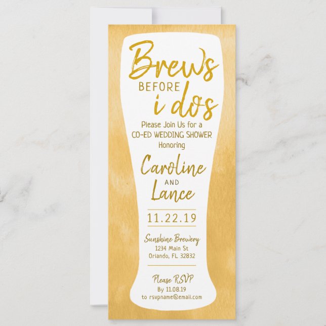 Brews Before I Do's Co-Ed Wedding Shower Invitation (Front)