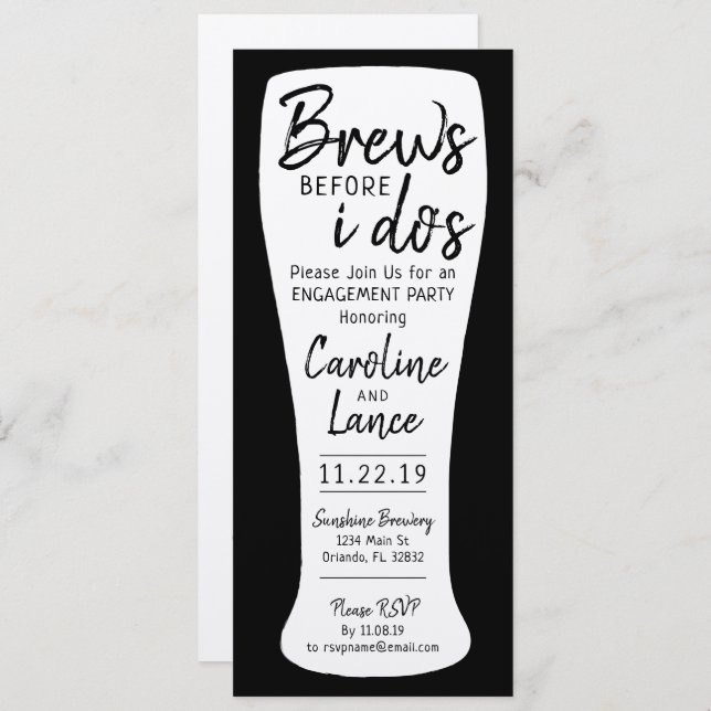 Brews Before I Do's Engagement Wedding Party Kraft Invitation (Front/Back)