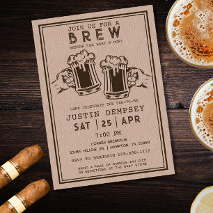Brews Before the Baby's Due Men's Diaper Party  Invitation