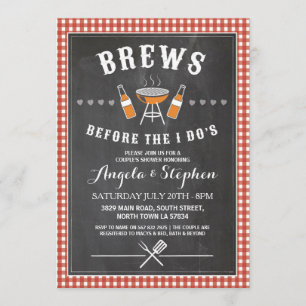 Brews Before The I Do's Engagement Red Invite