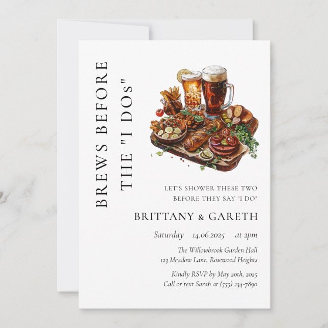 Brews Before The I Dos Wedding Shower Brewery Invitation (Front)