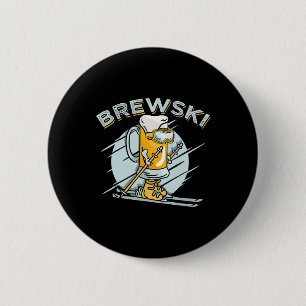 Brewski - Skiing Beer For Winter Sport 6 Cm Round Badge