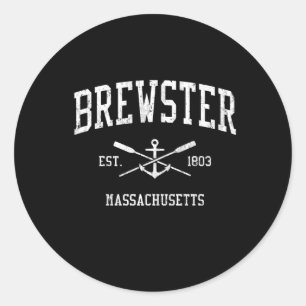 Brewster Ma Crossed Oars Boat Anchor Sports Classic Round Sticker