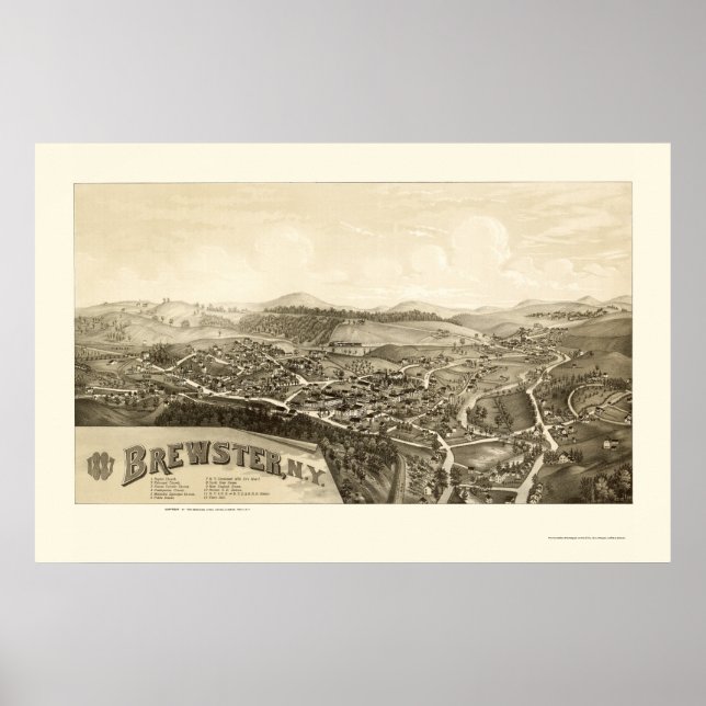 Brewster, NY Panoramic Map - 1887 Poster (Front)