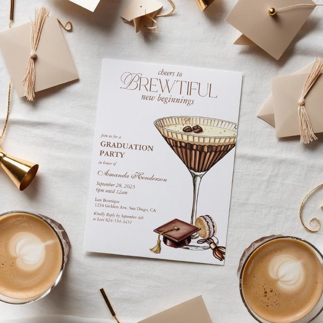 Brewtiful Espresso Martini Graduation Invitation (Espresso MArtini Graduation Invitation)