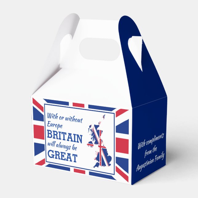 BREXIT Add Photo BRITAIN ALWAYS GREAT Union Jack Favour Box (Front Side)