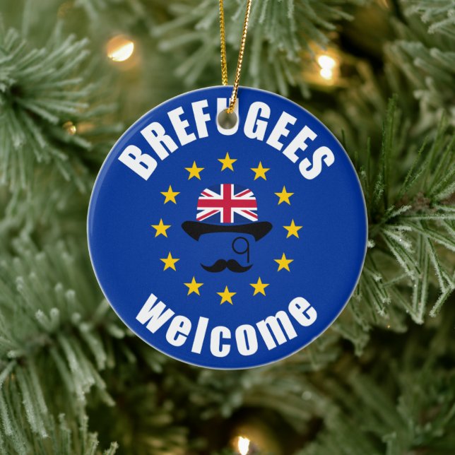 Brexit Brefugees Welcome Ceramic Tree Decoration (Tree)