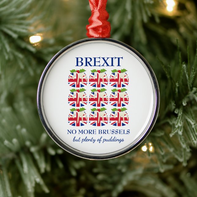 BREXIT | Christmas Pudding | Union Jack Metal Tree Decoration (Tree)