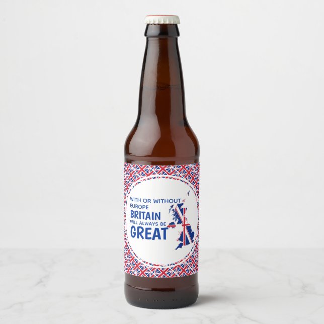 BREXIT Union Jack BRITAIN ALWAYS GREAT Beer Bottle Label (Front)