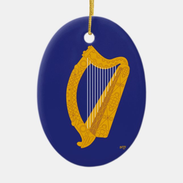 Brian Boru Harp Ceramic Tree Decoration (Front)