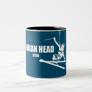 Brian Head Resort Utah Skier Two-Tone Coffee Mug