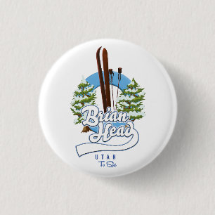 Brian Head Utah to ski logo 3 Cm Round Badge