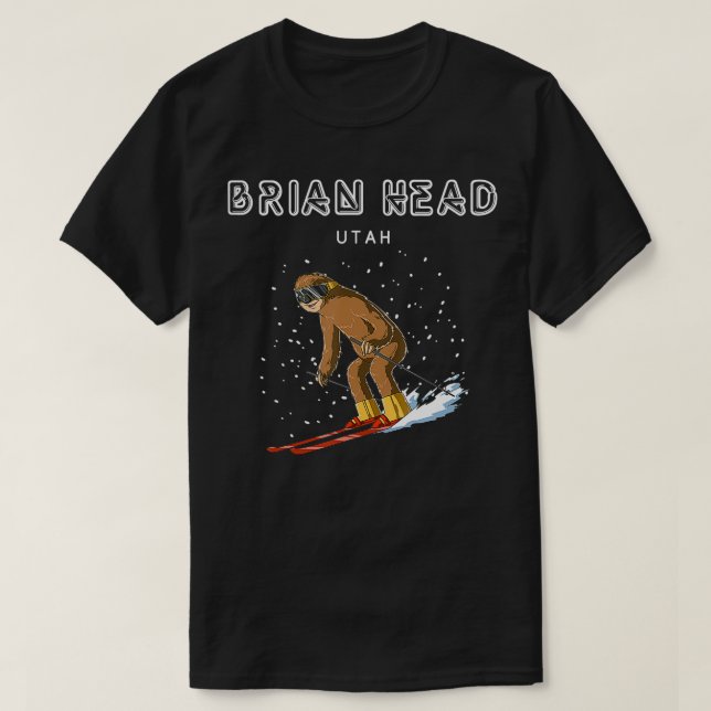 Brian Head Utah USA Sloth Ski Gift  T-Shirt (Design Front)