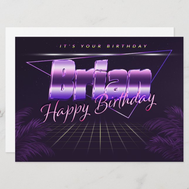 Brian Name First Name purla retro card Birthday (Front/Back)