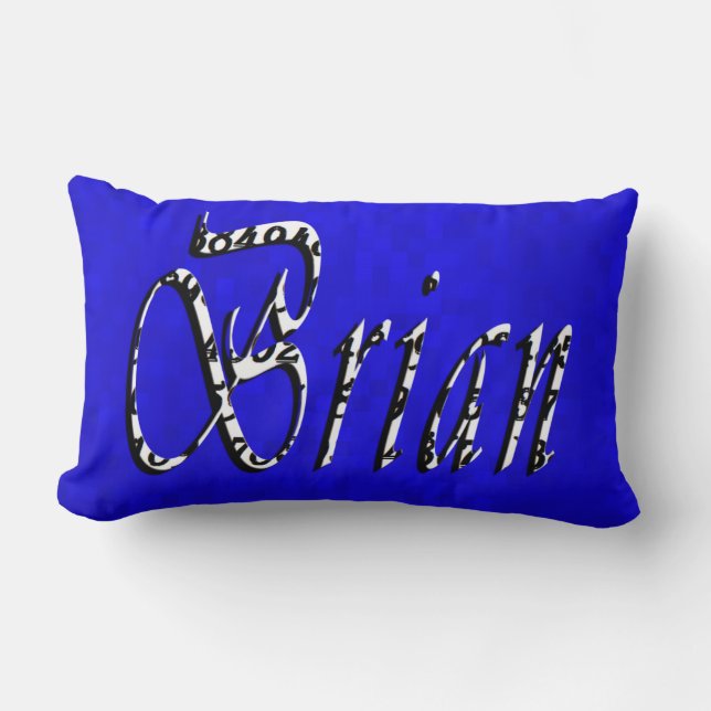 Brian, Name, Logo, On Blue Mosaic Lumbar Cushion (Front)