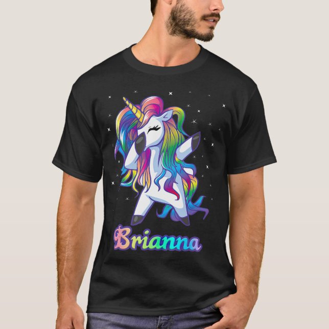 BRIANNA Name Personalised Custom Rainbow Unicorn T-Shirt (Front)