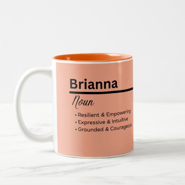 Brianna Personalized Name Ceramic Coffee Mug (Left)