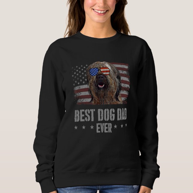 Briard Best Dog Dad Ever Retro Usa American Flag Sweatshirt (Front)