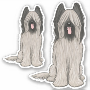 Briard Cartoon Dog Cute Vinyl Sticker Set