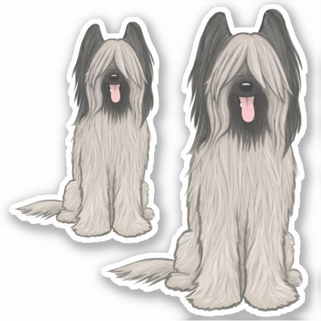 Briard Cartoon Dog Cute Vinyl Sticker Set (Front)