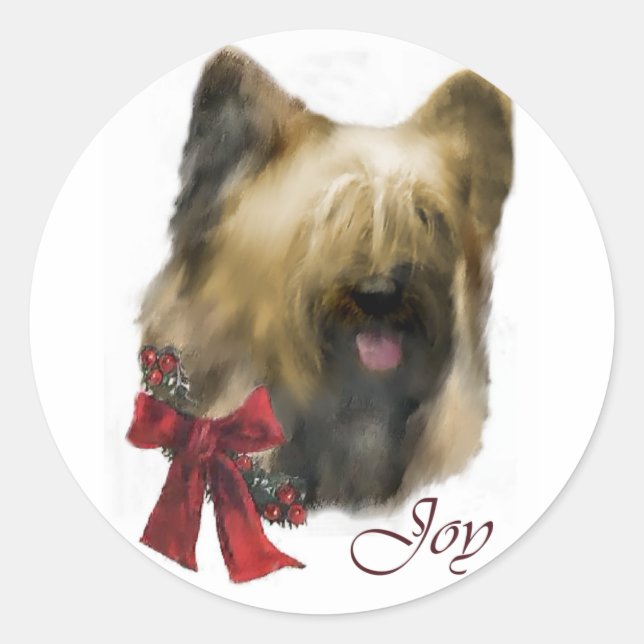 Briard Christmas Gifts Classic Round Sticker (Front)