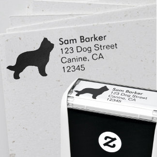 Briard Dog Breed Silhouette Return Address Self-inking Stamp