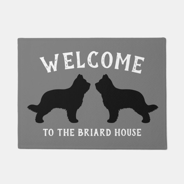 Briard Dog Breed Silhouettes Custom Doormat (Front)